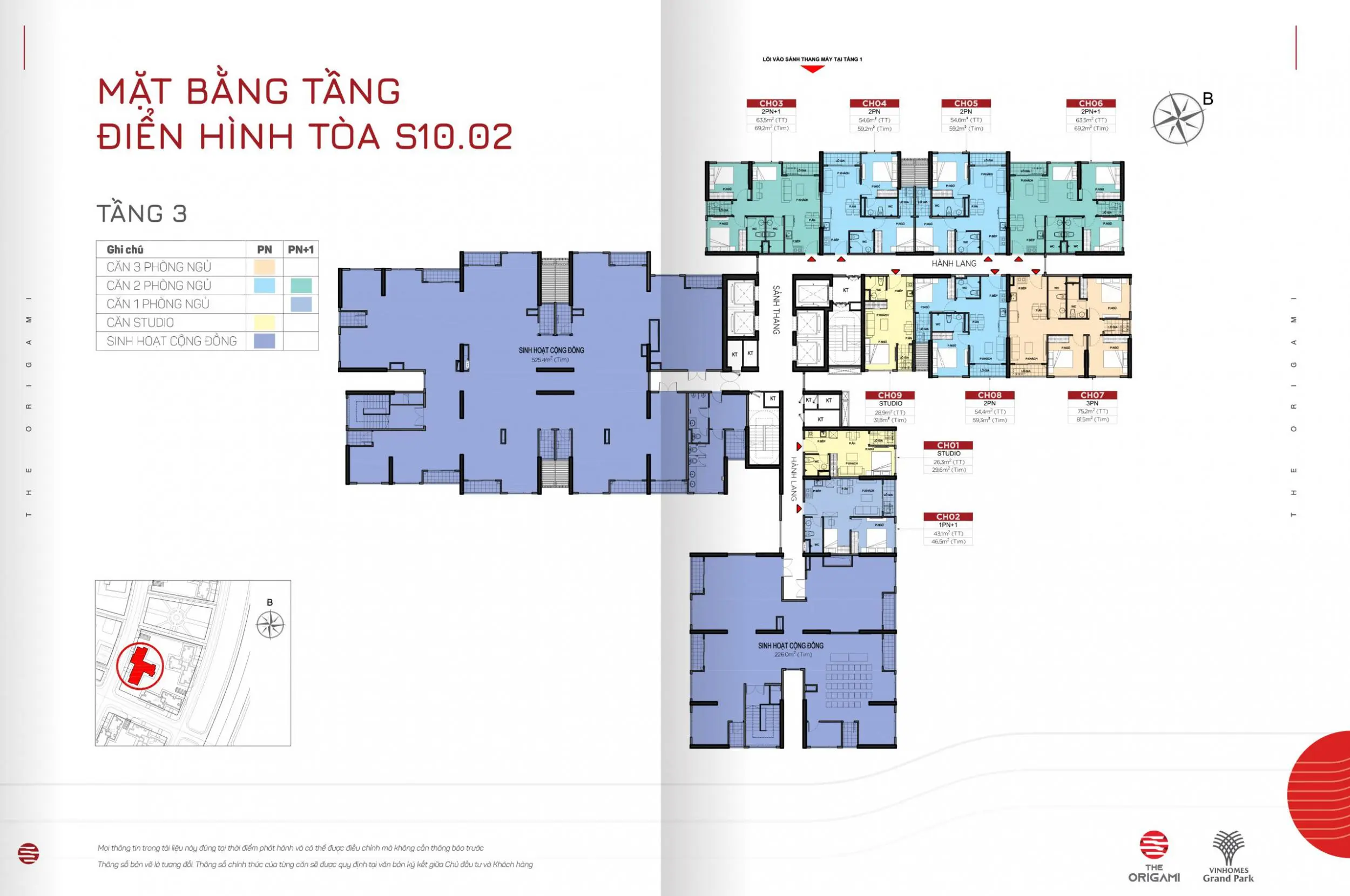 Mặt bằng S10.02 The Origami Vinhomes Grand Park - tầng 3