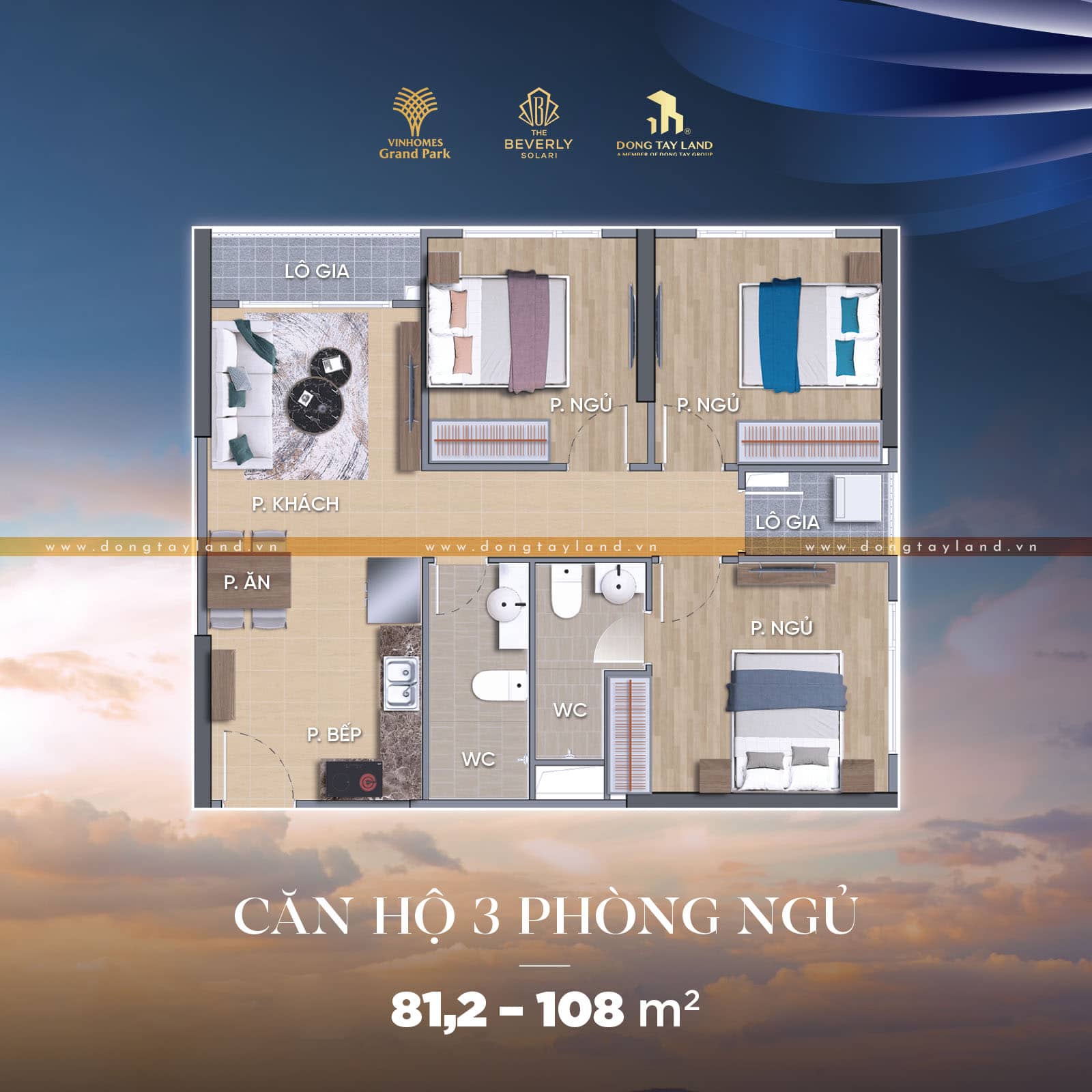 Căn hộ 3PN Beverly Solari - Vinhomes Grand Park
