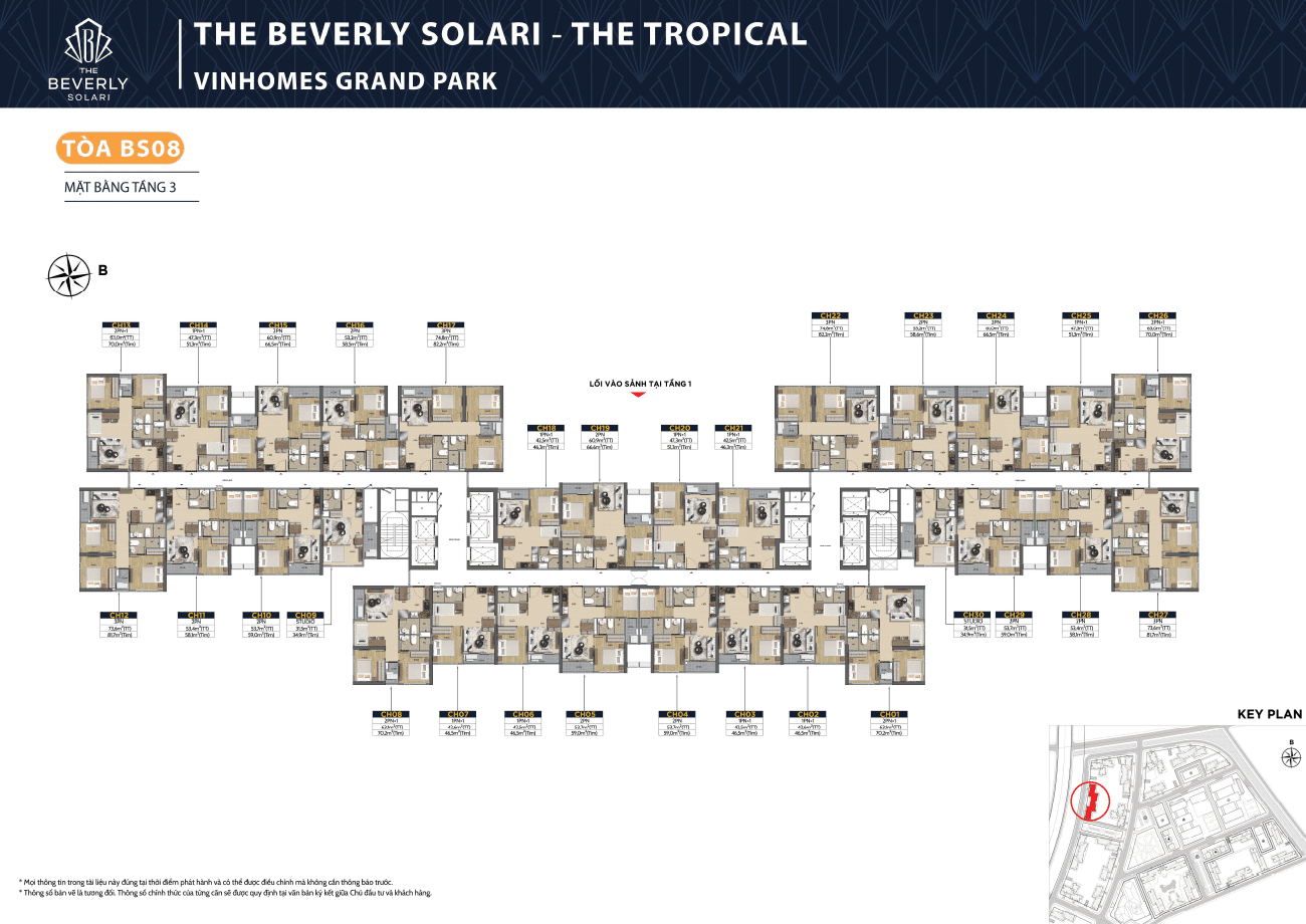 Mặt bằng các tòa căn hộ The Tropical - The Beverly Solari Vinhomes Grand Park - 150