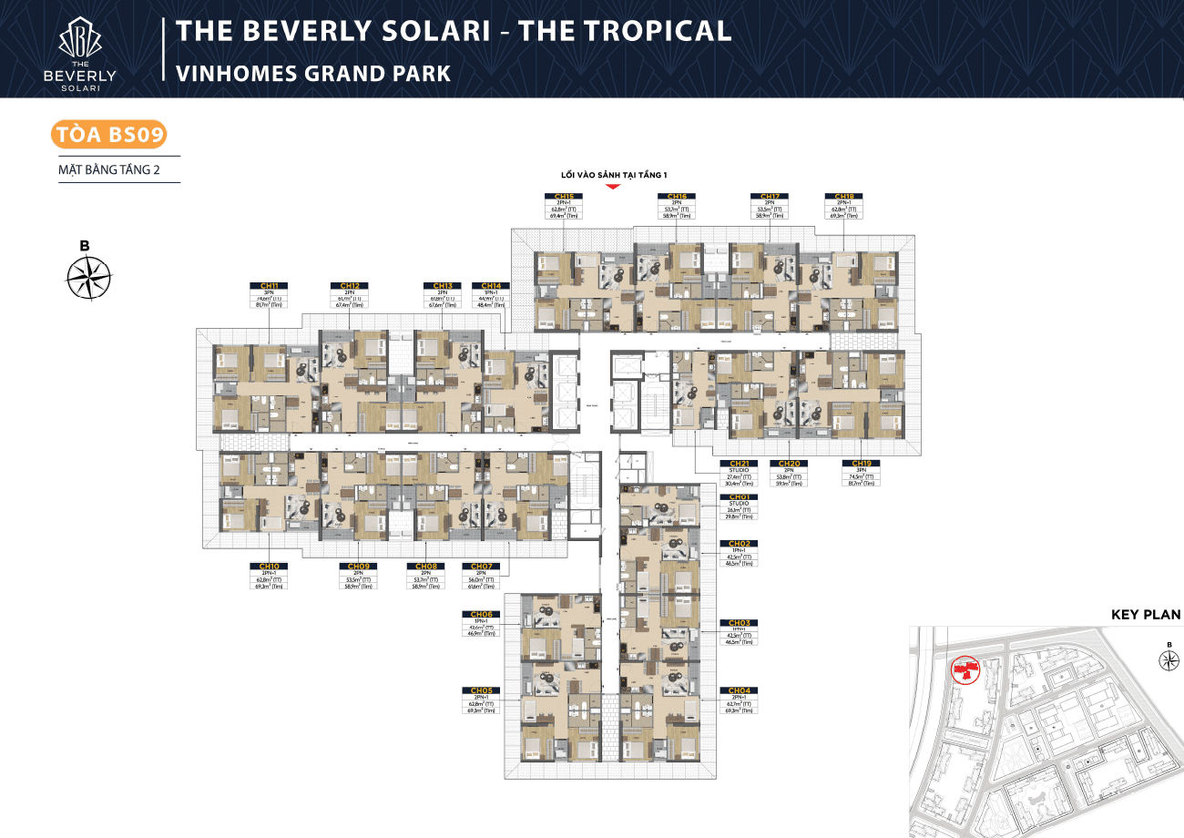 Mặt bằng các tòa căn hộ The Tropical - The Beverly Solari Vinhomes Grand Park - 154