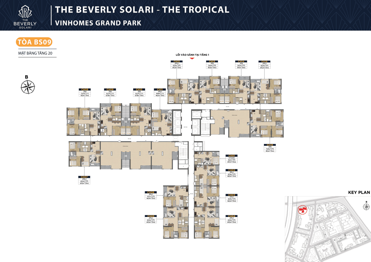 Mặt bằng các tòa căn hộ The Tropical - The Beverly Solari Vinhomes Grand Park - 158
