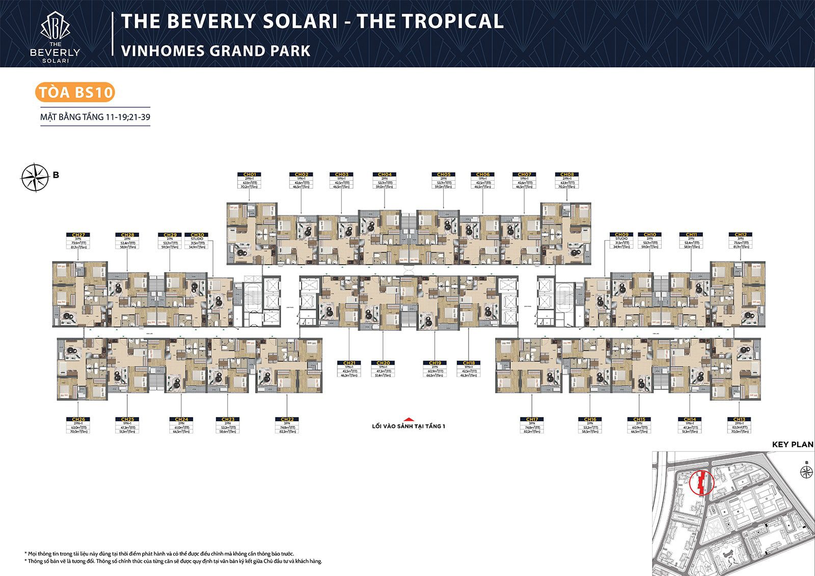 Mặt bằng các tòa căn hộ The Tropical - The Beverly Solari Vinhomes Grand Park - 162