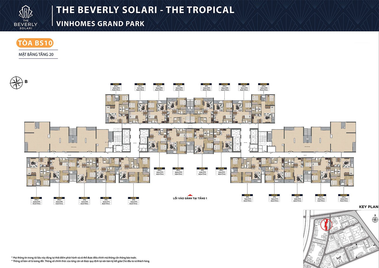 Mặt bằng các tòa căn hộ The Tropical - The Beverly Solari Vinhomes Grand Park - 163