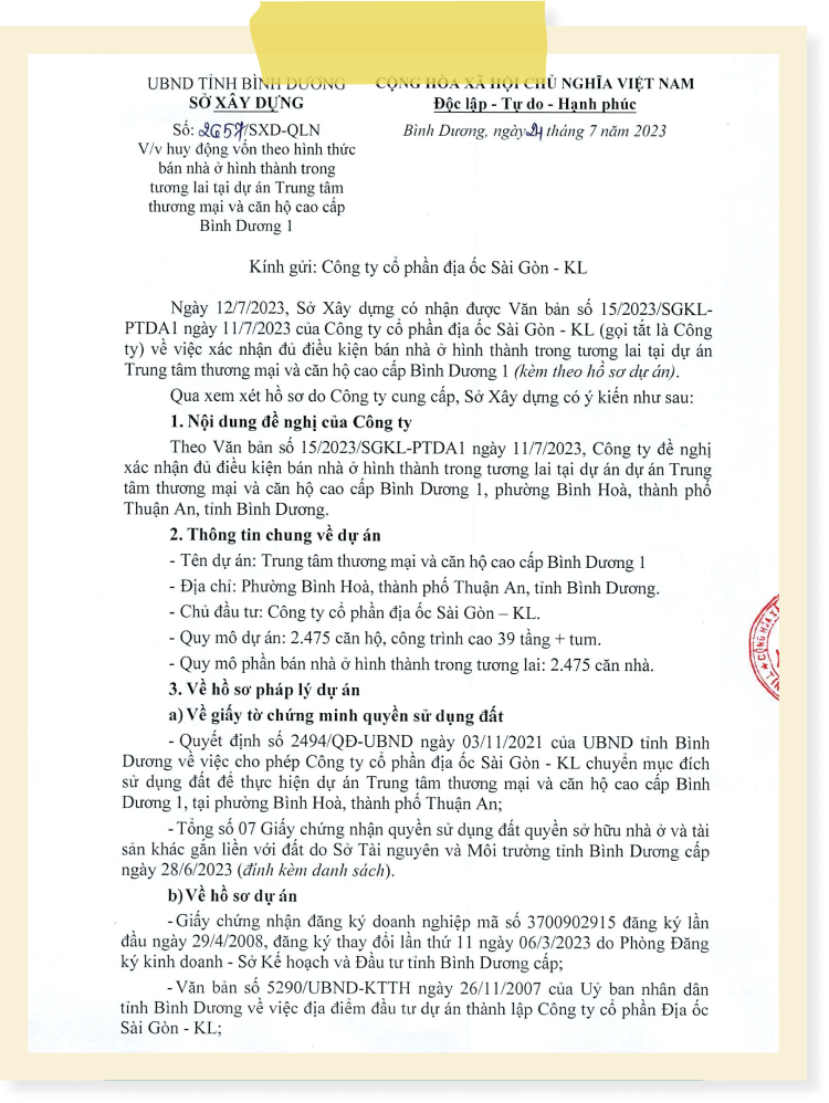 Giấy phép xây dựng của dự án La Pura