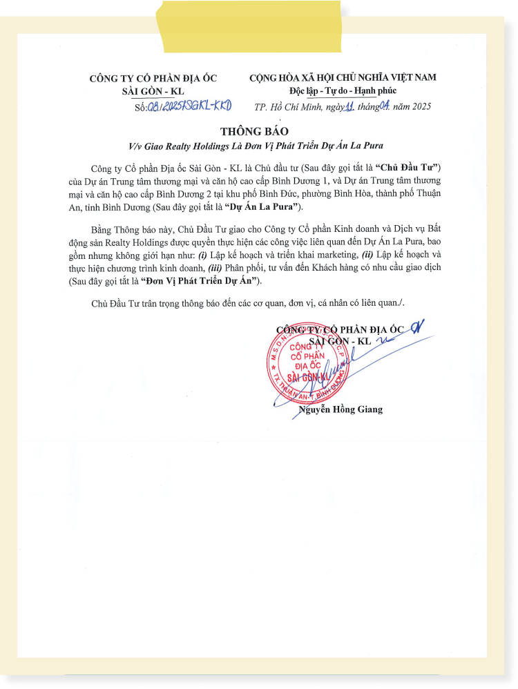 Pháp lý dự án La Pura